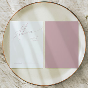 Whimsical Script Dusty Roos Wedding Advieskaart