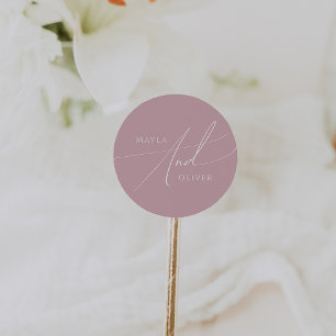 Whimsical Script Dusty Roos Wedding Ronde Sticker
