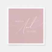 Whimsical Script | Dusty Roos Wedding Servet (Voorkant)