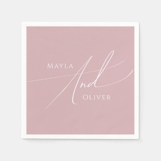 Whimsical Script | Dusty Roos Wedding Servet (Voorkant)