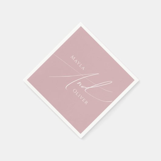 Whimsical Script | Dusty Roos Wedding Servet (Hoek)