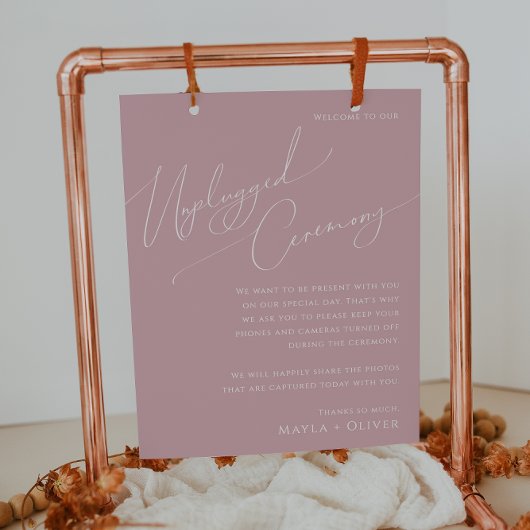 Whimsical Script | Dusty Rose Unplugged Ceremony Poster