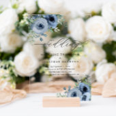 Whimsical Script Floral Dusty Blue Wedding Acryl Uitnodigingen