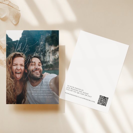 Whimsical Script Foto Elopement Aankondiging