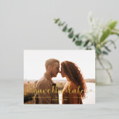 Whimsical Script Foto Huwelijk Save the Date  Folie Uitnodiging Briefkaart (Staand Voorkant)