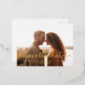 Whimsical Script Foto Huwelijk Save the Date  Folie Uitnodiging Briefkaart (Voorkant / Achterkant)