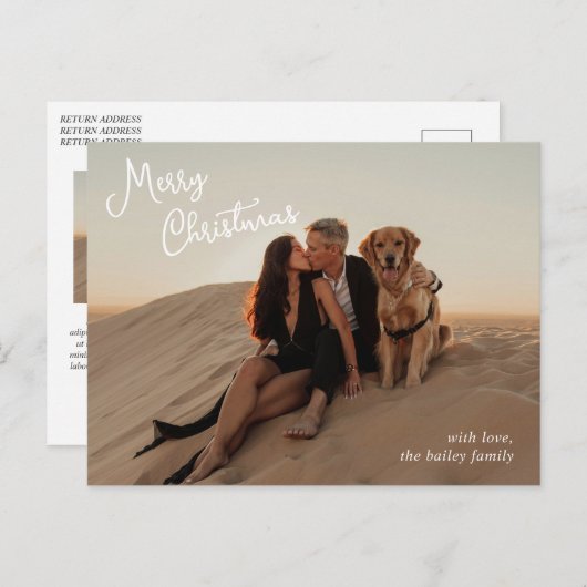 Whimsical Script Foto Moderne Kerstmis Feestdagenkaart (Voorkant / Achterkant)