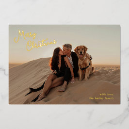Whimsical Script Foto Moderne Kerstmis Folie Feestdagenkaart