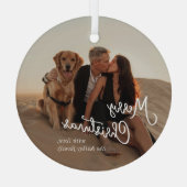 Whimsical Script Foto Moderne Kerstmis Glas Ornament (Achterkant)