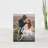 Whimsical Script Full Photo Weddenschap Hartelijk  Bedankkaart (Voorkant)