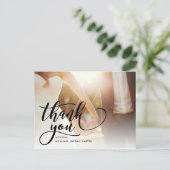 Whimsical Script Full Photo Weddenschap Hartelijk  Briefkaart (Staand voorkant)