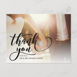 Whimsical Script Full Photo Weddenschap Hartelijk  Briefkaart