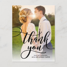 Whimsical Script Full Photo Weddenschap Hartelijk  Briefkaart