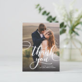 Whimsical Script Full Photo Weddenschap Hartelijk  Briefkaart