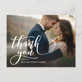 Whimsical Script Full Photo Weddenschap Hartelijk  Briefkaart
