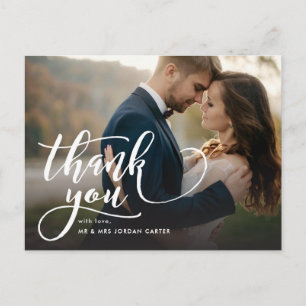 Whimsical Script Full Photo Weddenschap Hartelijk  Briefkaart