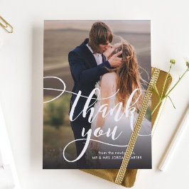 Whimsical Script Full Photo Weddenschap Hartelijk  Briefkaart