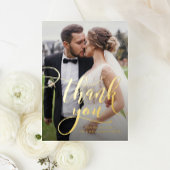 Whimsical Script Full Photo Weddenschap Hartelijk  Folie Wenskaart