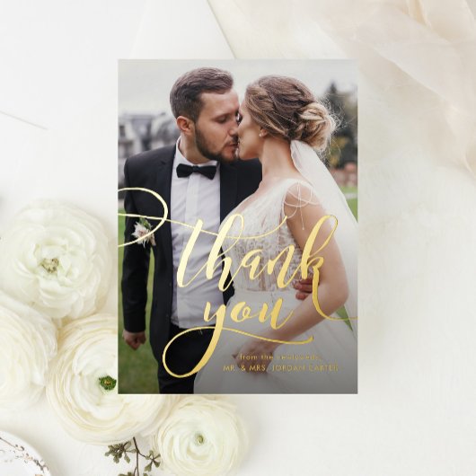 Whimsical Script Full Photo Weddenschap Hartelijk  Folie Wenskaart