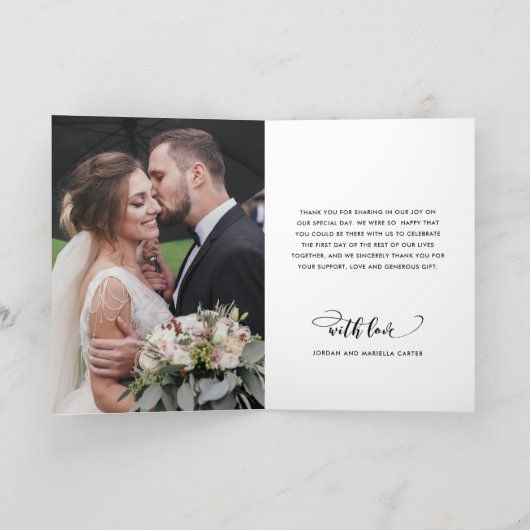 Whimsical Script Full Photo Weddenschap Hartelijk  Folie Wenskaart (Binnenlaag)