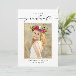 Whimsical Script Glitter Afstudeerklas 2026 Aankondiging