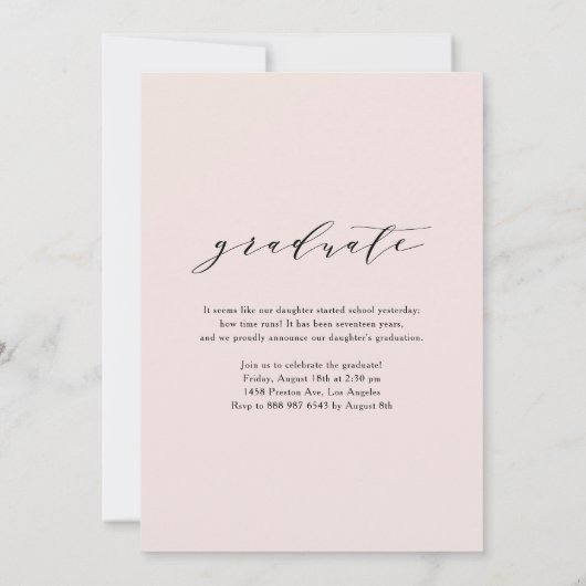 Whimsical Script Glitter Afstudeerklasse 2025 Aankondiging (Achterkant)