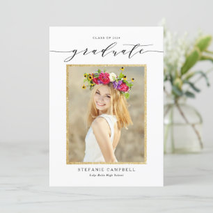 Whimsical Script Glitter Class of 2022 Afstuderen Aankondiging