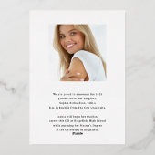 Whimsical Script Gold Foil Afstuderen aangekondigd Folie Uitnodiging (Achterkant)