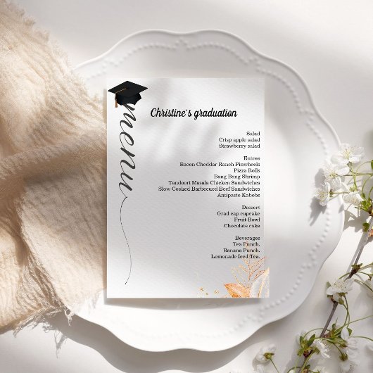 Whimsical script Graduation party diner menu