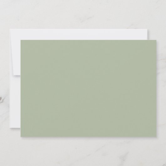 Whimsical Script | Horizontale foto Sage Green Save The Date (Achterkant)