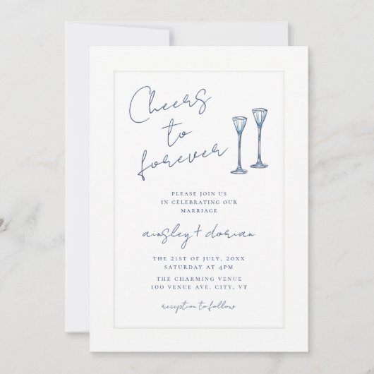 Whimsical Script juicht voor altijd bruiloft doodl Kaart (Voorkant)