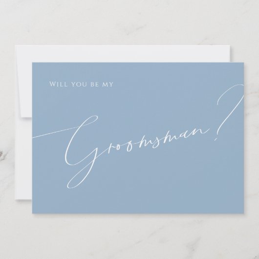 Whimsical Script | Kaart blauw Groomsman-voorstel (Voorkant)