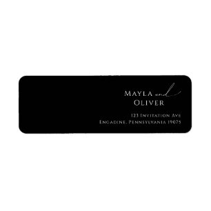 Whimsical Script   Label zwart retouradres