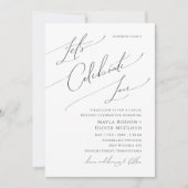 Whimsical Script Let's Celebrate Love Wedding Kaart (Voorkant)