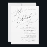 Whimsical Script Let's Celebrate Love Wedding Kaart<br><div class="desc">Dit whimsical script vieren de liefdestrouwuitnodiging is perfect voor je klassieke eenvoudige zwarte en witte minimale moderne boho bruiloft. Het ontwerp biedt elegante, delicate en romantische handgeschreven kalligrafie met een formele shabby chic typografie. De blik zal goed gaan met om het even welk trouwseizoen: lente, zomer, herfst, of winter! Het...</div>