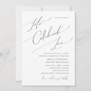Whimsical Script Let's Celebrate Love Wedding Kaart