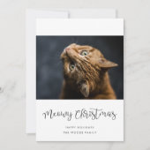 Whimsical Script Meowy Christmas Pet Photo Feestdagenkaart (Voorkant)