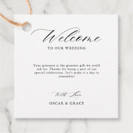 Whimsical Script minimalistisch zwart bruiloft wel Bedankjes Labels