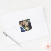 Whimsical Script Modern Wedding Photo Vierkante Sticker (Envelop)