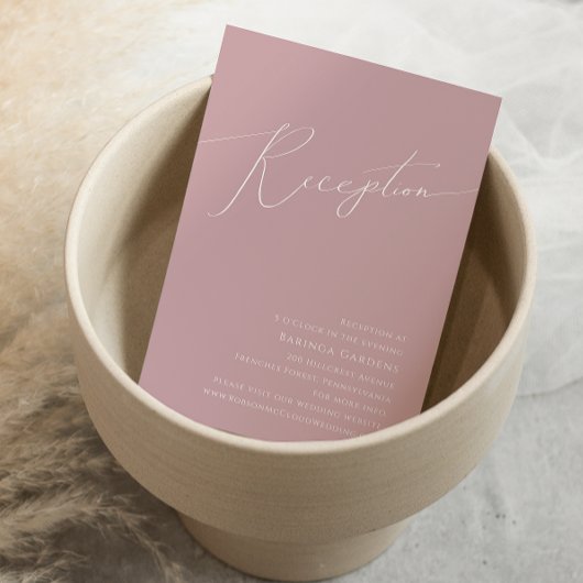 Whimsical Script | Ontvangst van Roos-dusty-wedden Informatiekaartje