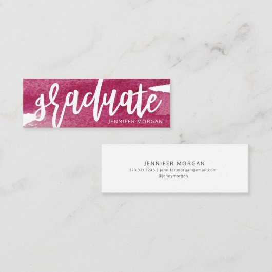 whimsical script penseelstreek afstuderen Name Kaa Mini Visitekaartje (Voorkant / Achterkant)