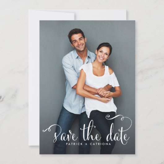 Whimsical Script Photo Save the Date Aankondiging (Voorkant)