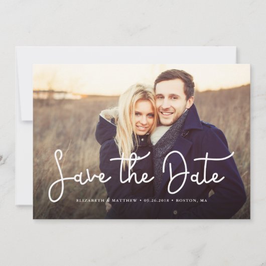 Whimsical Script Photo Wedding Save the Date (Voorkant)