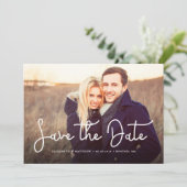 Whimsical Script Photo Wedding Save the Date (Staand voorkant)