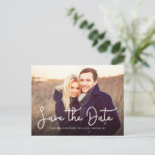 Whimsical Script Photo Wedding Save the Date Aankondigingskaart (Staand voorkant)