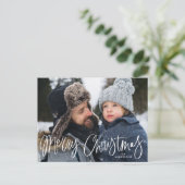 Whimsical Script Prettig Kerst 2 Foto Feestdagenkaart (Staand voorkant)