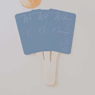 Whimsical Script   Programma Dusty Blue Wedding Handwaaier