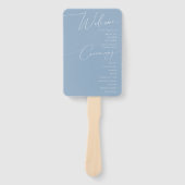 Whimsical Script | Programma Dusty Blue Wedding Handwaaier (Voorkant)
