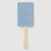 Whimsical Script | Programma Dusty Blue Wedding Handwaaier (Achterkant)