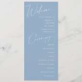 Whimsical Script | Programma Dusty Blue Wedding Programmakaart (Voorkant)
